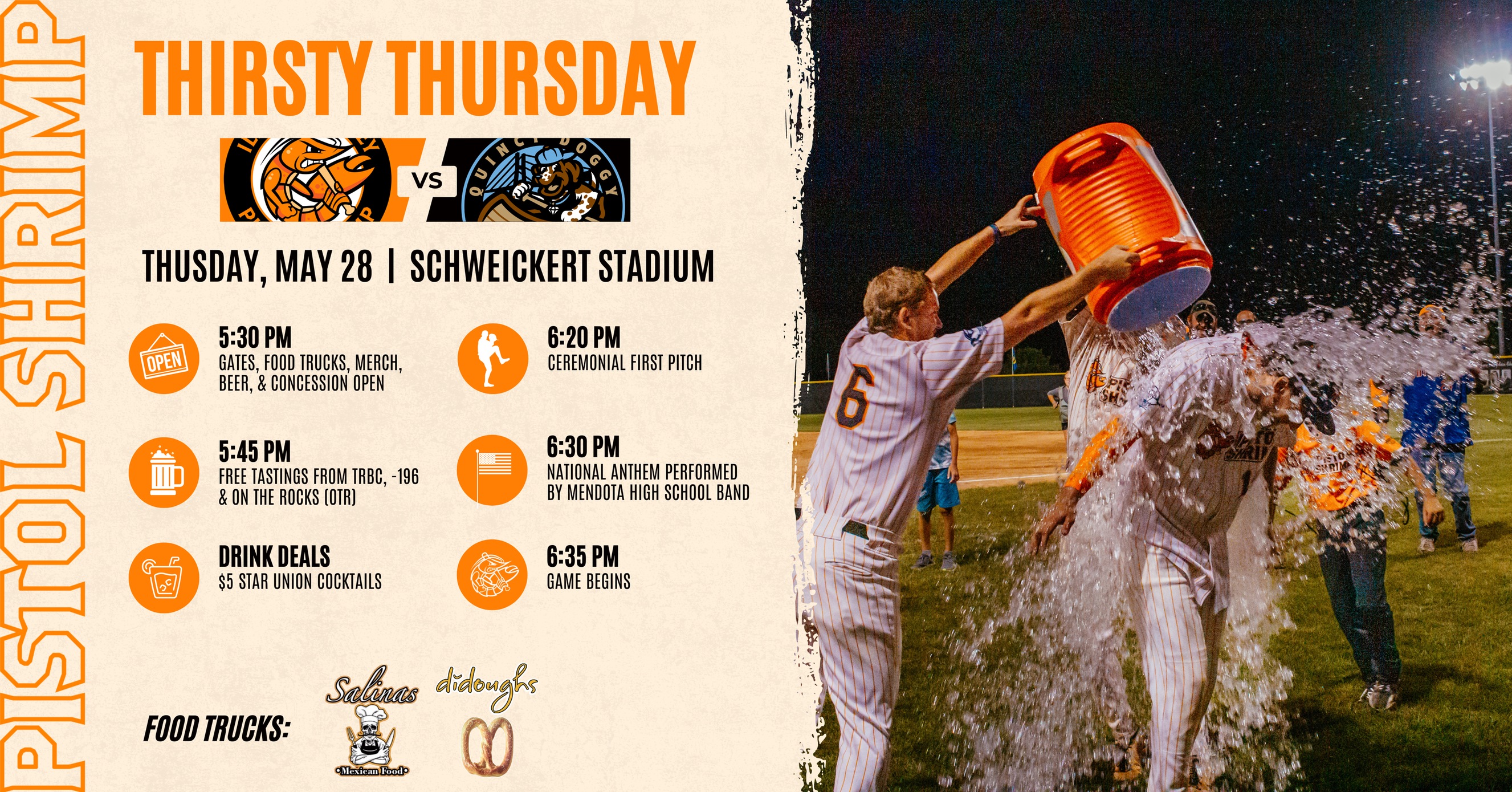 Join the Pistol Shrimp at Schweickert Stadium for Thirsty Thursday!