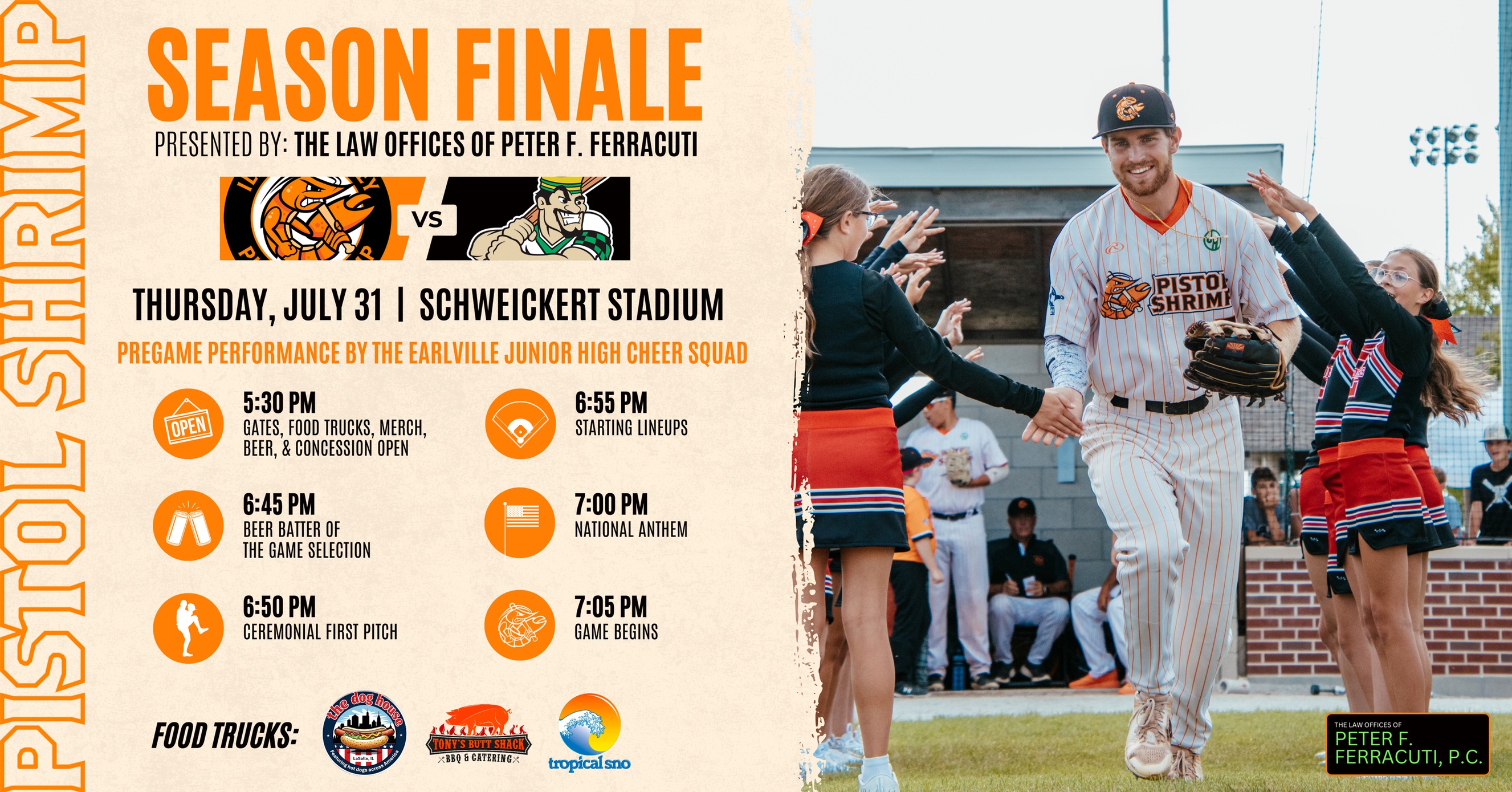 Join the Pistol Shrimp at Schweickert Stadium for the Regular Season Finale!