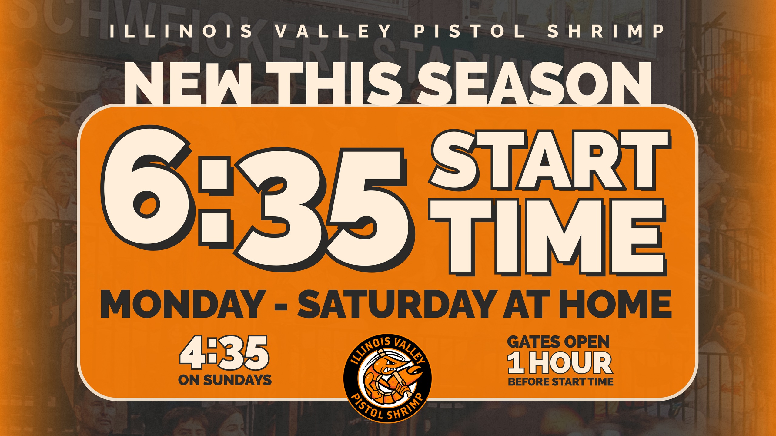 New 6:35 Start Time For Pistol Shrimp Games at Schweickert Stadium!